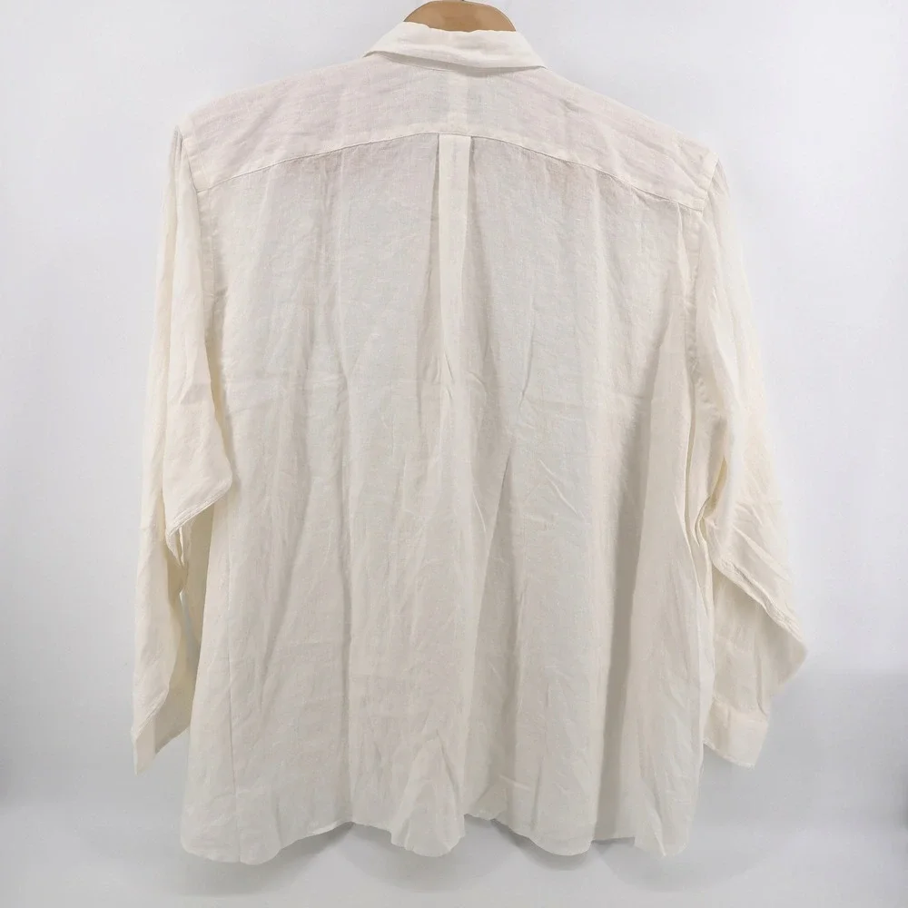 NEW Polo Ralph Lauren Linen Button Down Shirt White Long Sleeve Mens 4XB $148